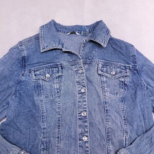 Laura Ashley Long Sleeve Button Up Denim Jean Jacket Womens Size L Blue